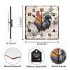 Wood Wall Clock Rusty Farmhouse Rooster and Chicken Quiet Square Wall Clock Shabby Chic Modern Style Wood Clock Wall Hanging Home Decor Clock for Bedroom Bedroom Study 10 Inch view 2