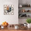 Wood Wall Clock Rusty Farmhouse Rooster and Chicken Quiet Square Wall Clock Shabby Chic Modern Style Wood Clock Wall Hanging Home Decor Clock for Bedroom Bedroom Study 10 Inch view 4