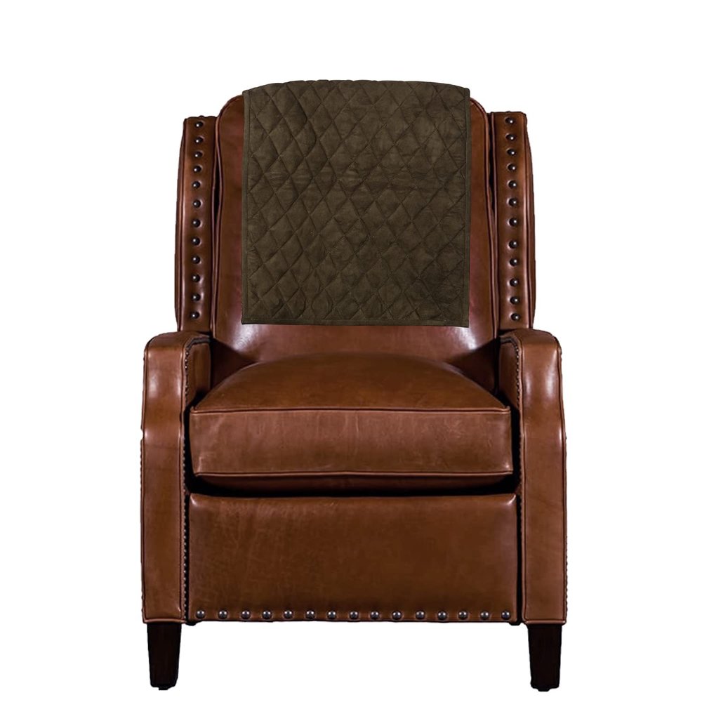 Ganloz Suede Leather Recliner Chair Headrest Cover for Home & Office - Sofa, Love Seat, Furniture Protector, Slipcover Theater Seat Cover, 30x30 Inches - Olive Green Pack of 2