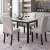 AYTTPG Faux Marble 5-Piece Dining Set, Table with 4 Thicken Cushion Dining Chairs Home Furniture, Modern Simple Dinette Set, Stable and Durable, for Dining Room Kitchen, Easy Assembly, White + Black view 2