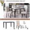AYTTPG Faux Marble 5-Piece Dining Set, Table with 4 Thicken Cushion Dining Chairs Home Furniture, Modern Simple Dinette Set, Stable and Durable, for Dining Room Kitchen, Easy Assembly, White + Black view 3