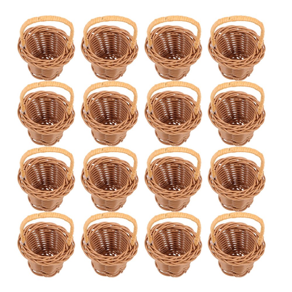 GANAZONO 16 Pcs mini flower basket toys storage basket mini straw baskets easter party baskets picnic ature basket kids candy rattan Multifunction children's basket