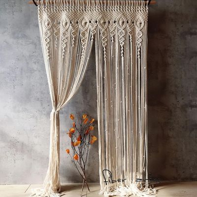 OIHYA Macrame Curtain Wall Hanging Handmade Boho Curtains for Wedding Backdrop Arch Closet Room Divider Boho Wall Decor 40"X80"