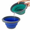 SAMMART 5.5L (1.4 Gallon) Collapsible Plastic Bucket with Lid - Foldable Round Tub with Lid - Portable Fishing Water Pail - Space Saving Outdoor Waterpot. (Purplish Blue +Turquoise Blue) view 3