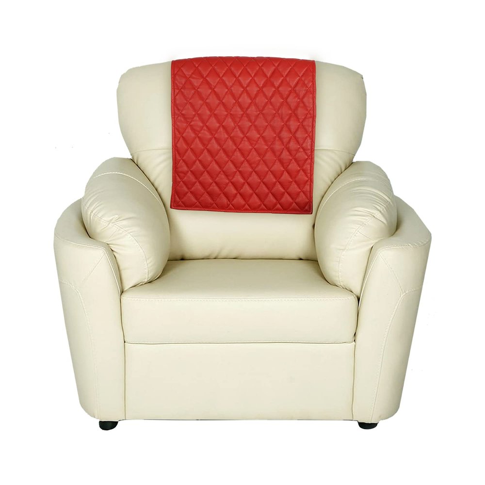 Ganloz Leather Recliner Chair Headrest Cover - Sofa, Love Seat, Furniture Protector, Slipcover Theater Seat Cover/Slip Cover for Home & Office, 18x26 Inches - Red (02) Pack of 1