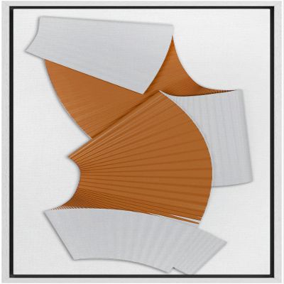 SIGNLEADER Framed Canvas Print Wall Art Textured Symmetrical Orange and White Fan Abstract Shapes Digital Art Modern Art Minimalist 3D Fun Ultra for Living Room, Bedroom, Office - 16"x24" WHITE