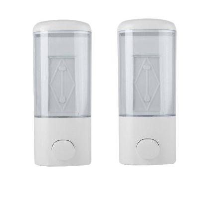 500ML Soap Dispenser Wall Mount, 2PCS Plastic Manual Hand Shower Gel Dispenser for Bathroom Kitchen Hand Liquid Shampoo Soap Dispenser