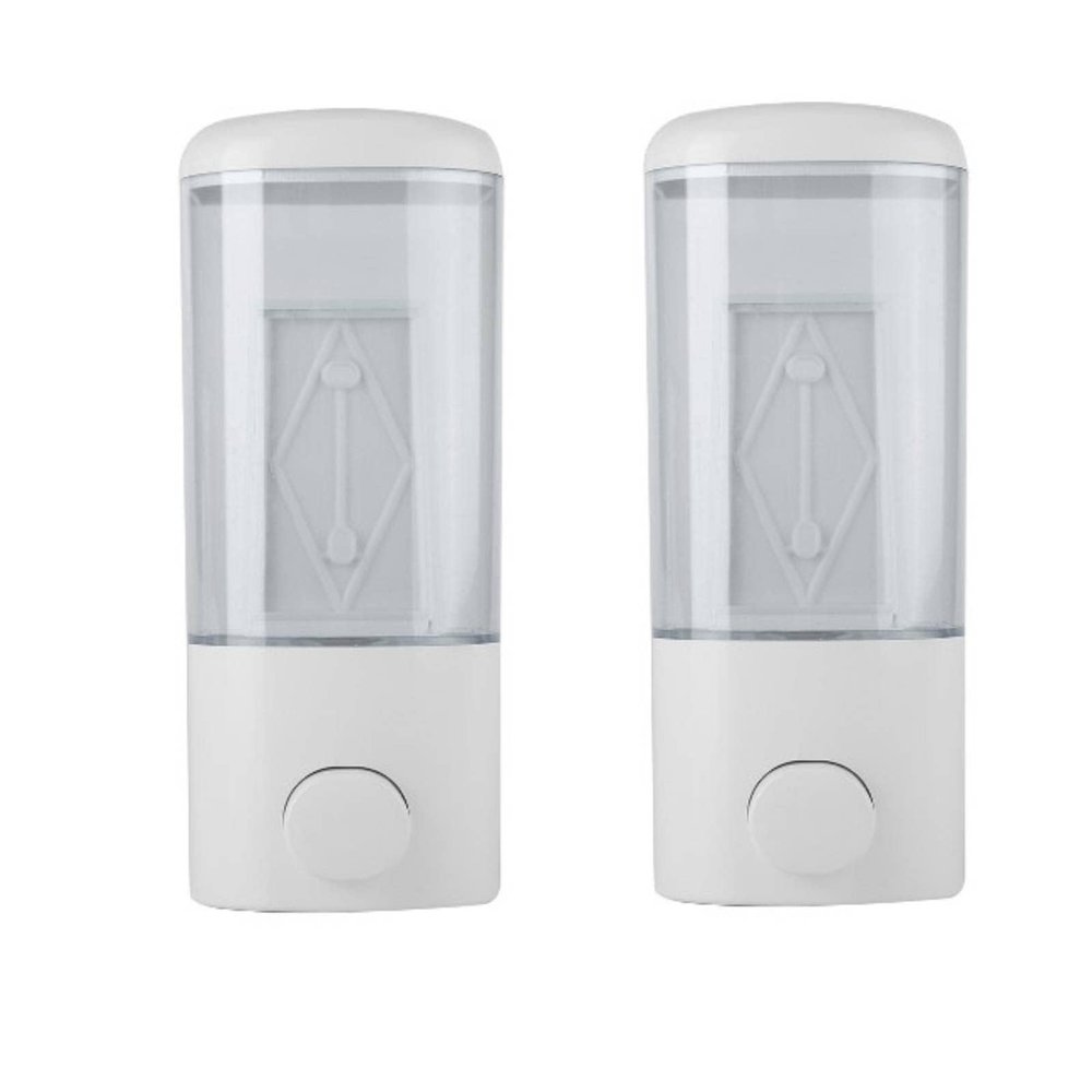500ML Soap Dispenser Wall Mount, 2PCS Plastic Manual Hand Shower Gel Dispenser for Bathroom Kitchen Hand Liquid Shampoo Soap Dispenser