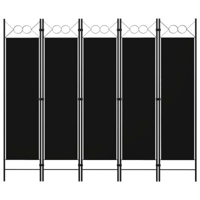 5-Panel Room Divider, Screen for Office, Partition Room Separators, Freestanding Room Divider Screen Panel Black 78.7"x70.9"