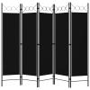 5-Panel Room Divider, Screen for Office, Partition Room Separators, Freestanding Room Divider Screen Panel Black 78.7"x70.9" view 2