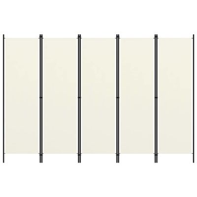 5-Panel Room Divider, Screen for Office, Partition Room Separators, Freestanding Room Divider Screen Panel Cream White 98.4"x70.9"