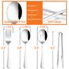 12-Piece Large Serving Utensils Set, E-far Stainless Steel 9.8 Inch Serving Slotted Spoons, 9.9 Inch Fork, 9.4 Inch Tong for Buffet Catering Banquet, Mirror Finish & Dishwasher Safe view 2