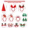 EEOCWF 18 Pcs Christmas Glasses Glitter Headbands Hats Set, Hair Hoop Eyewear Eyeglasses Frame Santa Hat Photo Props for Adults Christmas Party Favors Holiday Photos Booth view 2