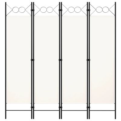 4-Panel Room Divider, Screen for Office, Partition Room Separators, Freestanding Room Divider Screen Panel Cream White 63"x70.9"