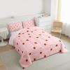 Girls Strawberry Comforter Set King Kawaii Strawberry Comforter for Kids Japanese Style Pink Cute Cartoon Fruit Food Theme Bedding Set Girly White Floral Down Comforter Reversible Soft Lightweight view 3