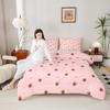Girls Strawberry Comforter Set King Kawaii Strawberry Comforter for Kids Japanese Style Pink Cute Cartoon Fruit Food Theme Bedding Set Girly White Floral Down Comforter Reversible Soft Lightweight view 4