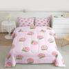 Cartoon Comforter Set King Size Pink Peach Bedding Set Kid Kawaii Down Comforter Girl Lovely Peach Duvet Set Cute Fruits Comforter Tropical Plant Bedding Reversible Soft Lightweight Room Decor view 1