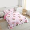 Cartoon Comforter Set King Size Pink Peach Bedding Set Kid Kawaii Down Comforter Girl Lovely Peach Duvet Set Cute Fruits Comforter Tropical Plant Bedding Reversible Soft Lightweight Room Decor view 3