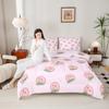 Cartoon Comforter Set King Size Pink Peach Bedding Set Kid Kawaii Down Comforter Girl Lovely Peach Duvet Set Cute Fruits Comforter Tropical Plant Bedding Reversible Soft Lightweight Room Decor view 4