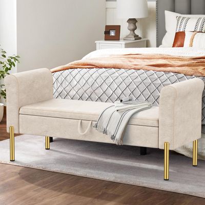 POINTANT Storage Ottoman Bench, Bedroom Bench, Modern Bench for Bedroom end of Bed, Bed Ottoman Bench with Storage and Arms, Entryway
