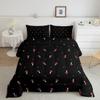 Erosebridal Cute Mushroom Comforter Set King Kid Cartoon Kawaii Reversible Bedding Red Duvet Shaped Lovely Natural Wild Plants Fungus for Room Decor, Black, JCXS5768HJF-BZ_USk view 1