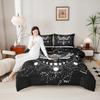 Kids Boho Moth Comforter Set King Boys Gothic Skull Bedding Set for Men Women Bedroom Decor Bohemian Moon Starry Sky Comforter Exotic Moth Skull Skeleton Bones Duvet Set Teens Quilt Set, Black White view 2