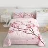 Erosebridal Cherry Blossoms Comforter Set King, Girl Pink Floral Down Comforter, Japanese Spring Bedding Set, Pale Pink Blossom Petal Quilted Duvet,Branch Floral Duvet Set for Women men,Girly Romantic view 1