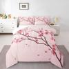 Erosebridal Cherry Blossoms Comforter Set King, Girl Pink Floral Down Comforter, Japanese Spring Bedding Set, Pale Pink Blossom Petal Quilted Duvet,Branch Floral Duvet Set for Women men,Girly Romantic view 2