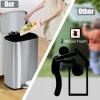 Dkelincs 13 Gallon Trash Can Stainless Steel Automatic Motion Sensor Kitchen Trash Can High-Capacity Touch Free Garbage Can with Lid for Bathroom Bedroom Home Office, 50 Liter,SS view 3
