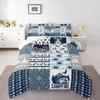 Erosebridal Happy Camping Bedding Set King Size for Boys Kids Teens, Camper Duvet Insert, Rustic Farmhouse Style Comforter Set, Sketch Drawing Camper Bedding, Camping Car Down Comforter, Blue view 2