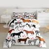 Erosebridal Kawaii Comforter Horse Comforter Set King Farm Bedding Set Kids Boys Girls Cute Animal Duvet Set Cartoon Horses with Pink Lover Heart Bedroom Decor Duvet Set Cowboy Cowgirls Comforter Set view 1