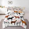 Erosebridal Kawaii Comforter Horse Comforter Set King Farm Bedding Set Kids Boys Girls Cute Animal Duvet Set Cartoon Horses with Pink Lover Heart Bedroom Decor Duvet Set Cowboy Cowgirls Comforter Set view 2