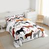 Erosebridal Kawaii Comforter Horse Comforter Set King Farm Bedding Set Kids Boys Girls Cute Animal Duvet Set Cartoon Horses with Pink Lover Heart Bedroom Decor Duvet Set Cowboy Cowgirls Comforter Set view 3