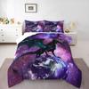 Erosebridal Dragon Bedding Set Purple Nebula Comforter Set King Size Mysterious Outer Space Duvet Set Trippy Bedding Set for Kids Boys Girls Teens Room Decor, Safari Wildlife Animals Quilt Set view 2