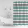 Shower Curtains Concise Green Gray White Stripe Waterproof Polyester Fabric Bath Curtain Set with Hooks for Bathroom Bedroom 72x96 Inch view 2