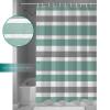 Shower Curtains Concise Green Gray White Stripe Waterproof Polyester Fabric Bath Curtain Set with Hooks for Bathroom Bedroom 72x96 Inch view 3