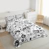 Erosebridal Gaming Comforter Set King, Kids Gamepad Cartoon Bedding Set Video Games Gamers Duvet Set Hip Hop Graffiti Quilt Set Racing Car Comforter Set, Black White Printed Bedroom Decor view 3