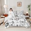 Erosebridal Gaming Comforter Set King, Kids Gamepad Cartoon Bedding Set Video Games Gamers Duvet Set Hip Hop Graffiti Quilt Set Racing Car Comforter Set, Black White Printed Bedroom Decor view 4