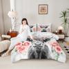 Erosebridal Highland Cow Flower Comforter Set King Size Bull Cattle Bedding Set Western Funny Animal Bedding Set Wildlife Farmhouse Cow Quilt Set Rose Grey Marble Comforter Set view 4