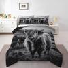 Highland Cow Bedding Set King Size Grey Bull Cattle Comforter Set Funny Farmhouse Wildlife Animal Duvet Set for Kids Boys Girls Teens Western Cowboy Style Down Comforter Adult Bedroom Decor view 1