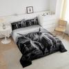 Highland Cow Bedding Set King Size Grey Bull Cattle Comforter Set Funny Farmhouse Wildlife Animal Duvet Set for Kids Boys Girls Teens Western Cowboy Style Down Comforter Adult Bedroom Decor view 4