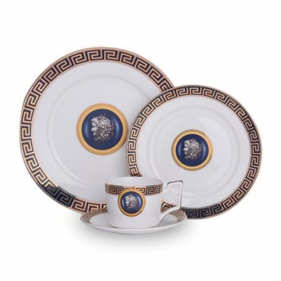24 Piece Bone China Dinnerware Sets for 6, Round 10 inch and 8.5 inch Porcelain Dinner Plate, Ceramic Gold Line Luxury Dinnerware set for home, Scratch Resistant, Dishwasher Safe
