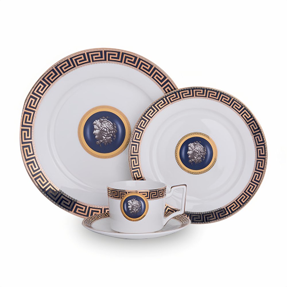 24 Piece Bone China Dinnerware Sets for 6, Round 10 inch and 8.5 inch Porcelain Dinner Plate, Ceramic Gold Line Luxury Dinnerware set for home, Scratch Resistant, Dishwasher Safe