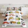 Erosebridal Kawaii Sushi Pattern Comforter Set King, Japanese Style Down Comforter, Food Theme Quilted Duvet for Kids Boys Girls Teens, Cute Cartoon Japanese Sushi Quilt Set Room Decorative view 1