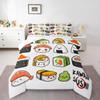 Erosebridal Kawaii Sushi Pattern Comforter Set King, Japanese Style Down Comforter, Food Theme Quilted Duvet for Kids Boys Girls Teens, Cute Cartoon Japanese Sushi Quilt Set Room Decorative view 2