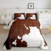 Erosebridal Cow Print Bedding Set King, Brown White Cowhide Comforter Set, Farmhouse Animal Hair Bedding Set for Kids Teens Adult Milk Western Cowboy Rustic Duvet Set Home Room Decor view 1
