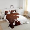 Erosebridal Cow Print Bedding Set King, Brown White Cowhide Comforter Set, Farmhouse Animal Hair Bedding Set for Kids Teens Adult Milk Western Cowboy Rustic Duvet Set Home Room Decor view 3