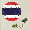 Thailand Hanging Wall Clock Thailand Flag Vintage Country Style Wooden Clocks National Flag Country Souvenir Clock Battery Operated Silent Round Clock for Kitchen Bedroom Office 12inch view 4