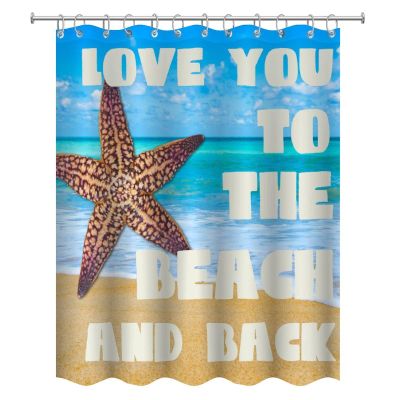 Fabric Bath Shower Curtain for Bathroom, Seashell Starfish Sea Ocean Shower Curtain, Waterproof Shower Curtain Liner with 12 Hooks, Machine Washable, 72x90in