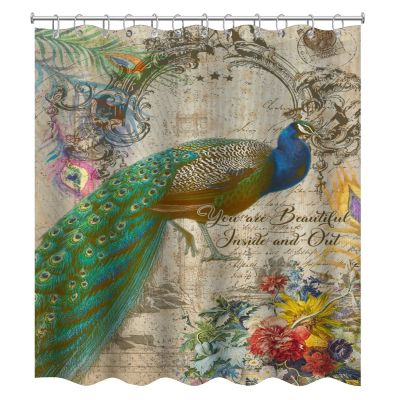 Fabric Bath Shower Curtain for Bathroom, Beautiful Inside and Out Peacocks Elegant Feathers Shower Curtain, Waterproof Shower Curtain Liner with 12 Hooks, Modern Bathroom Decor, 72x78in